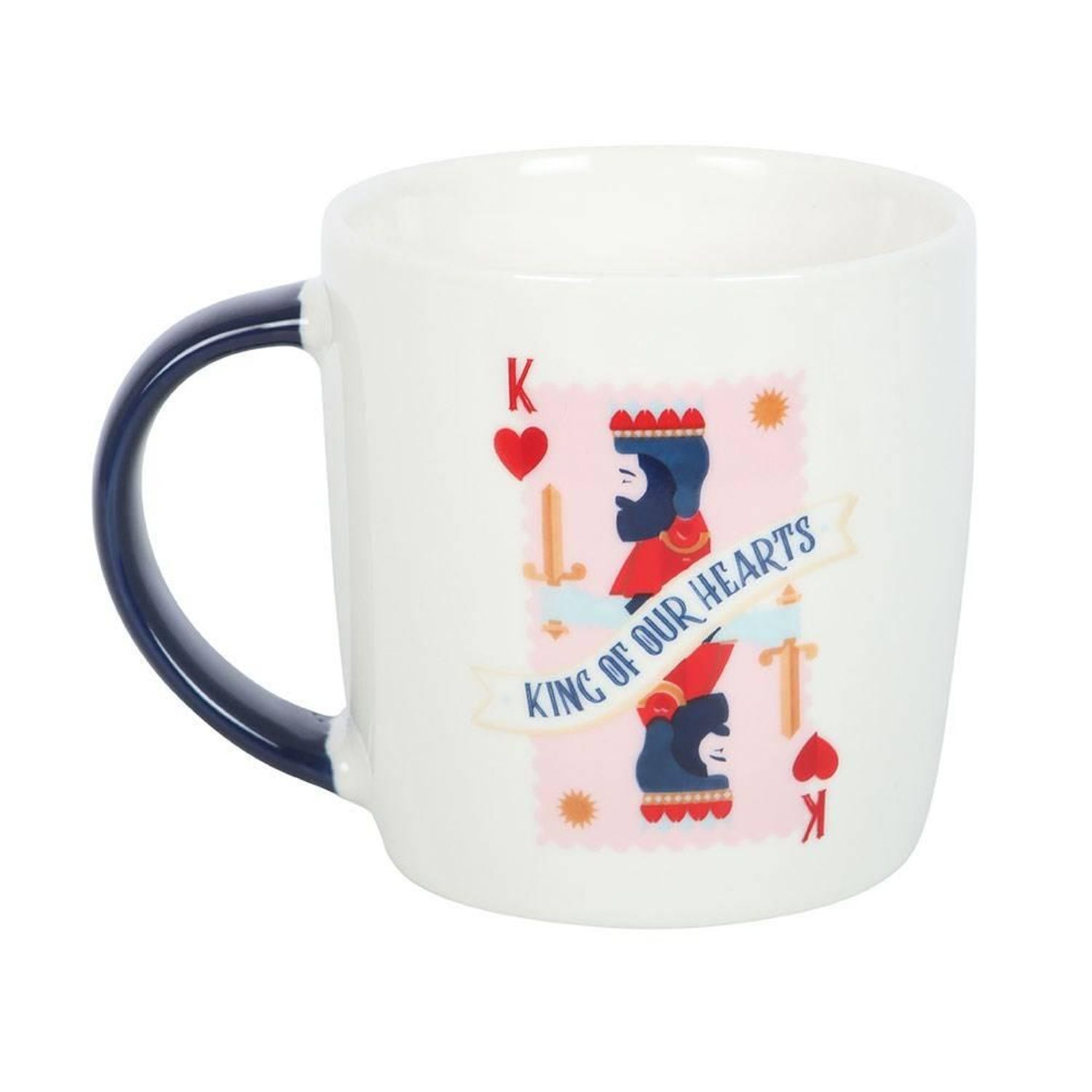 Something Different King Of Our Hearts Playing Card Mug Set - White/Blue
