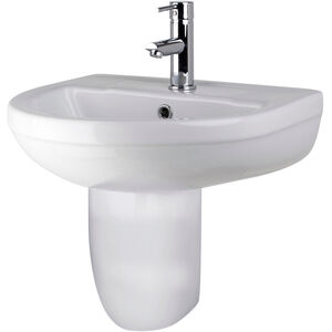 Round 1 Tap Hole Bathroom Basin Sink and Semi Pedestal - 500mm