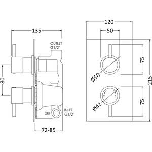 Round Concealed Twin Thermostatic Shower Valve (1 Outlet) - Chrome