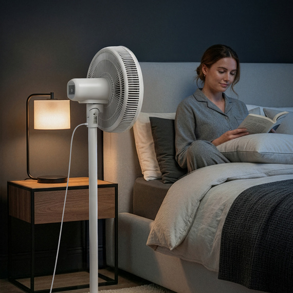 Pro Breeze AirFlo Slim 43 inch Hybrid Pedestal Fan - Ultra-Quiet Air Circulator