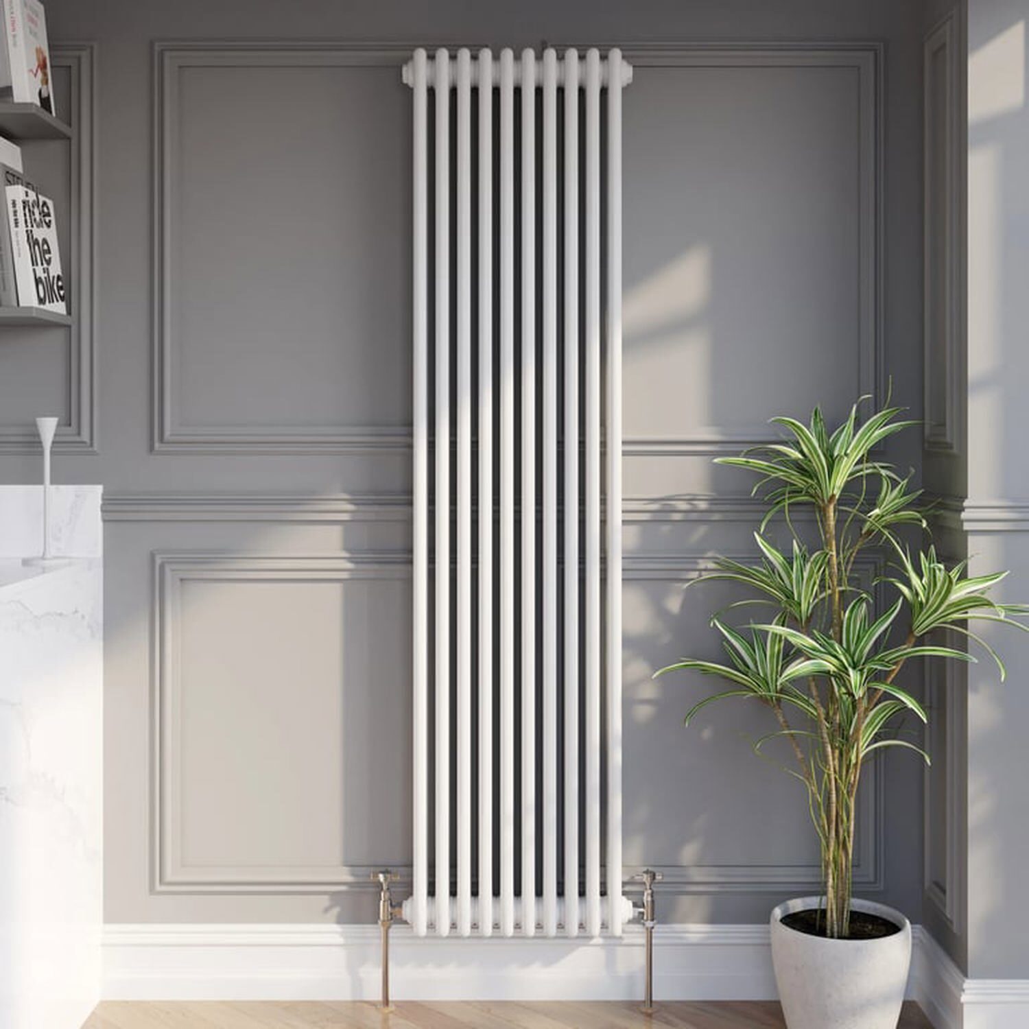 Temprazo Traditional Colosseum Double Bar Column Radiator White 300 X 605Mm - White / 1800Mm / 100Mm / 470Mm