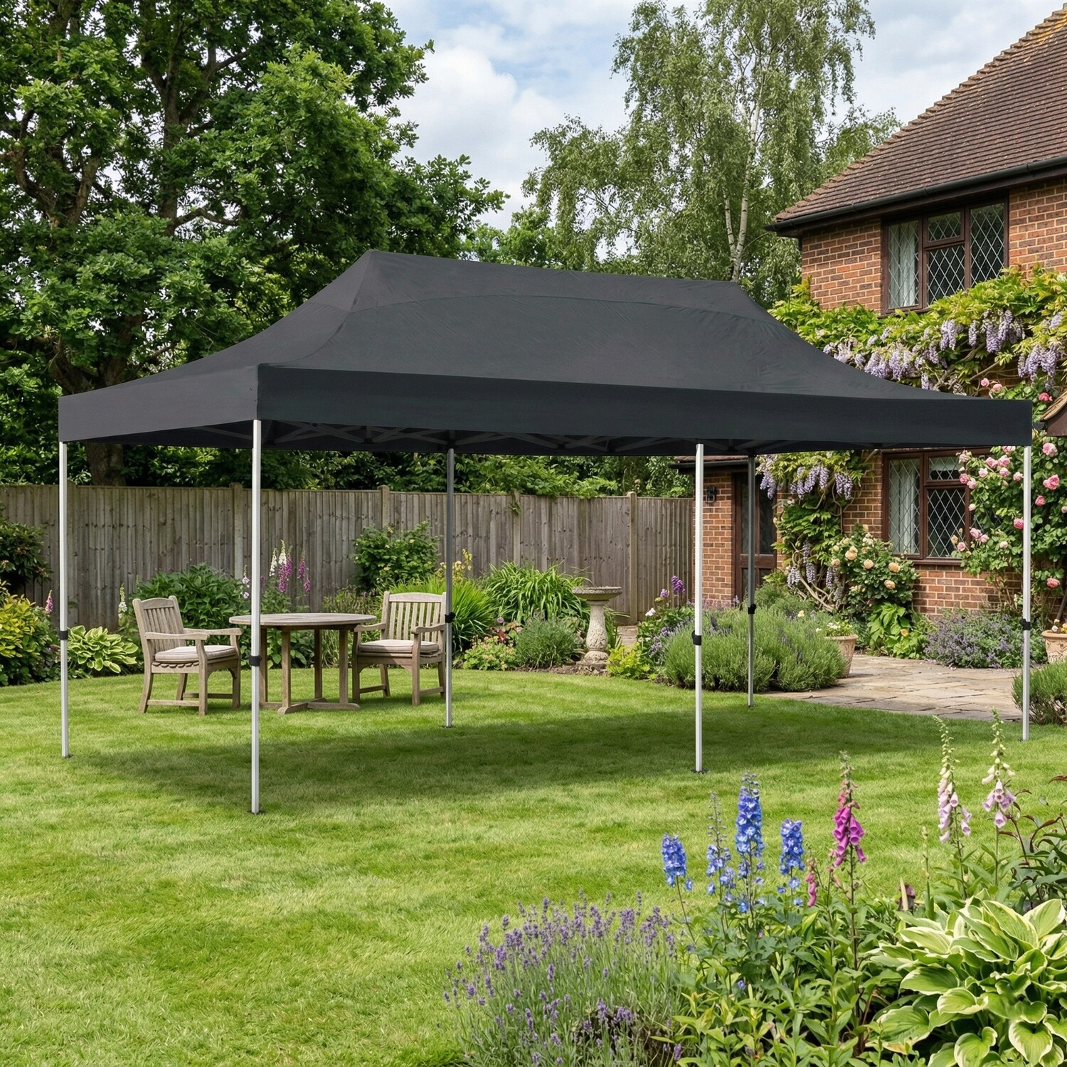 Primrose Pop Up Gazebo 3m x 6m Garden Marquee Waterproof UV Resistant Grey - Grey