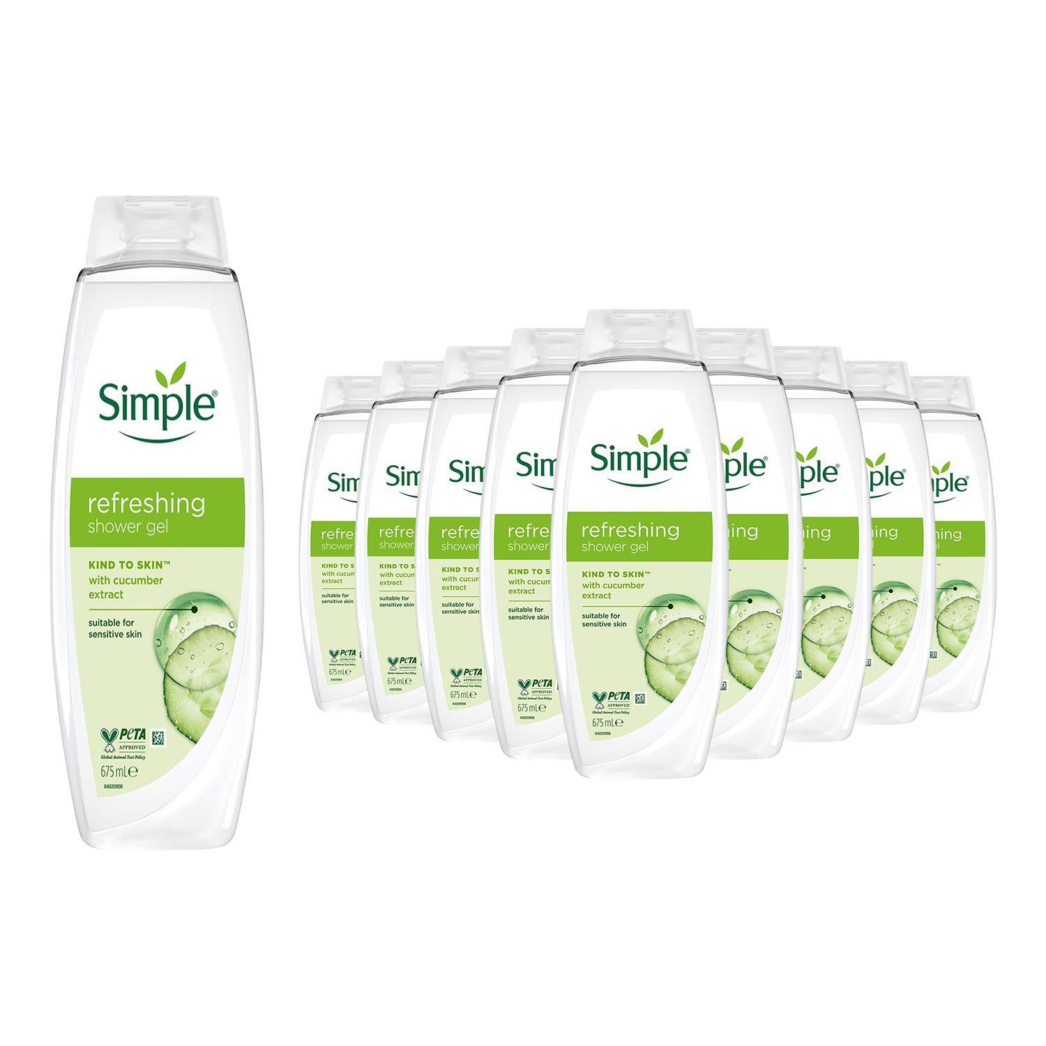 Avant-Garde Brands Ltd Simple Kind To Skin Refreshing Shower Gel 675Ml Multipack With Cucumber Extract & Pro-Vitamin B5 - For Sensitive Skin - Body Wash Gel | Wowcher - Image 4