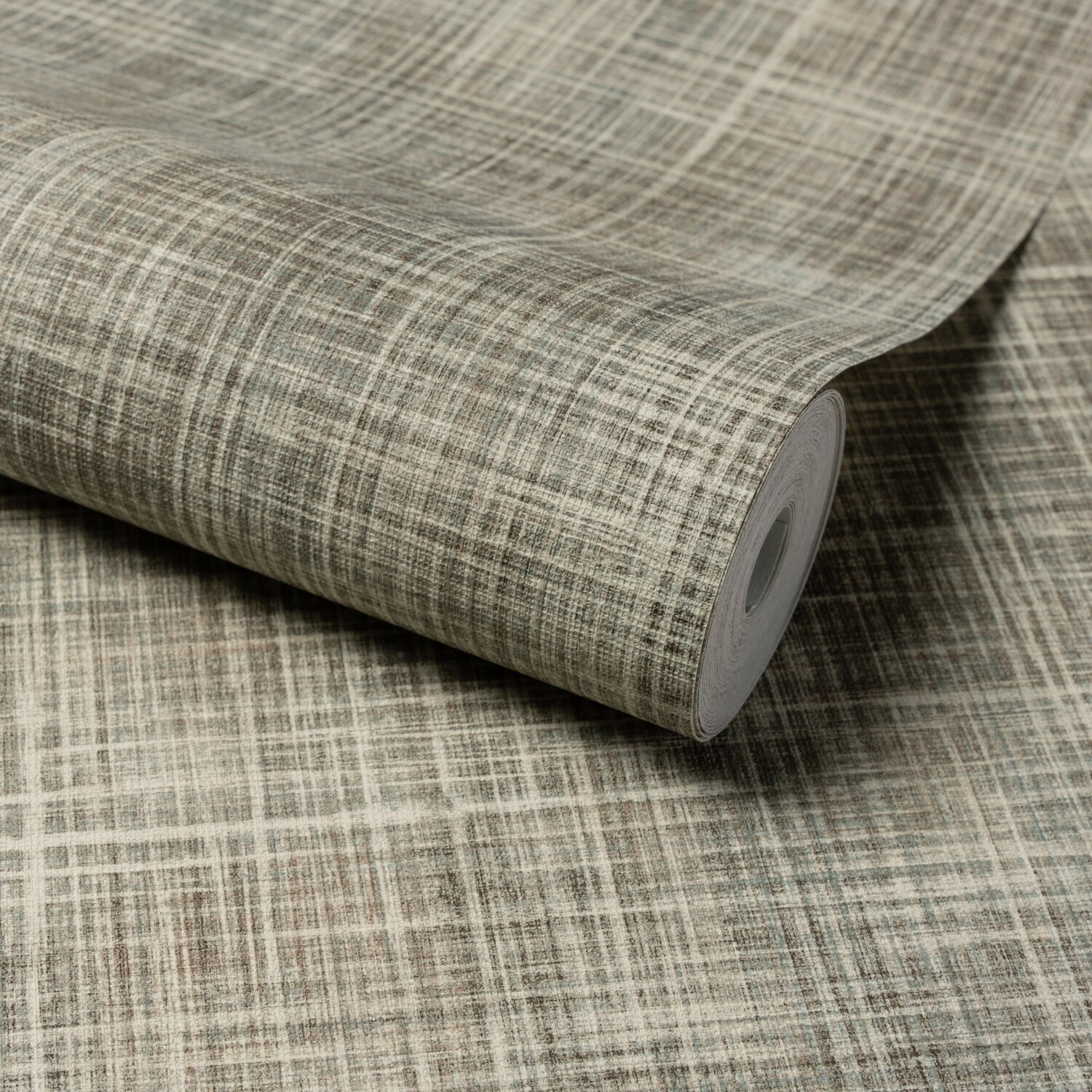 Brushed Check Tweed Fabric Effect Wallpaper Cream Taupe Paste The Wall Vinyl - Image 3