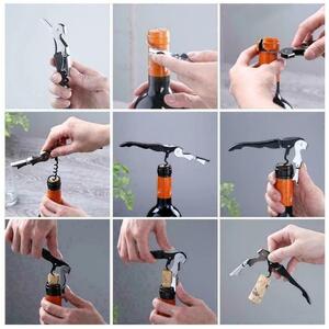Wine Bottle Opener Corkscrew ¿ Black Double Step Design with Foil Cutter