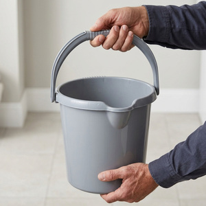 2 x 5L Grey Plastic Bucket With Handle, Spout & Graduated Capacity Markers