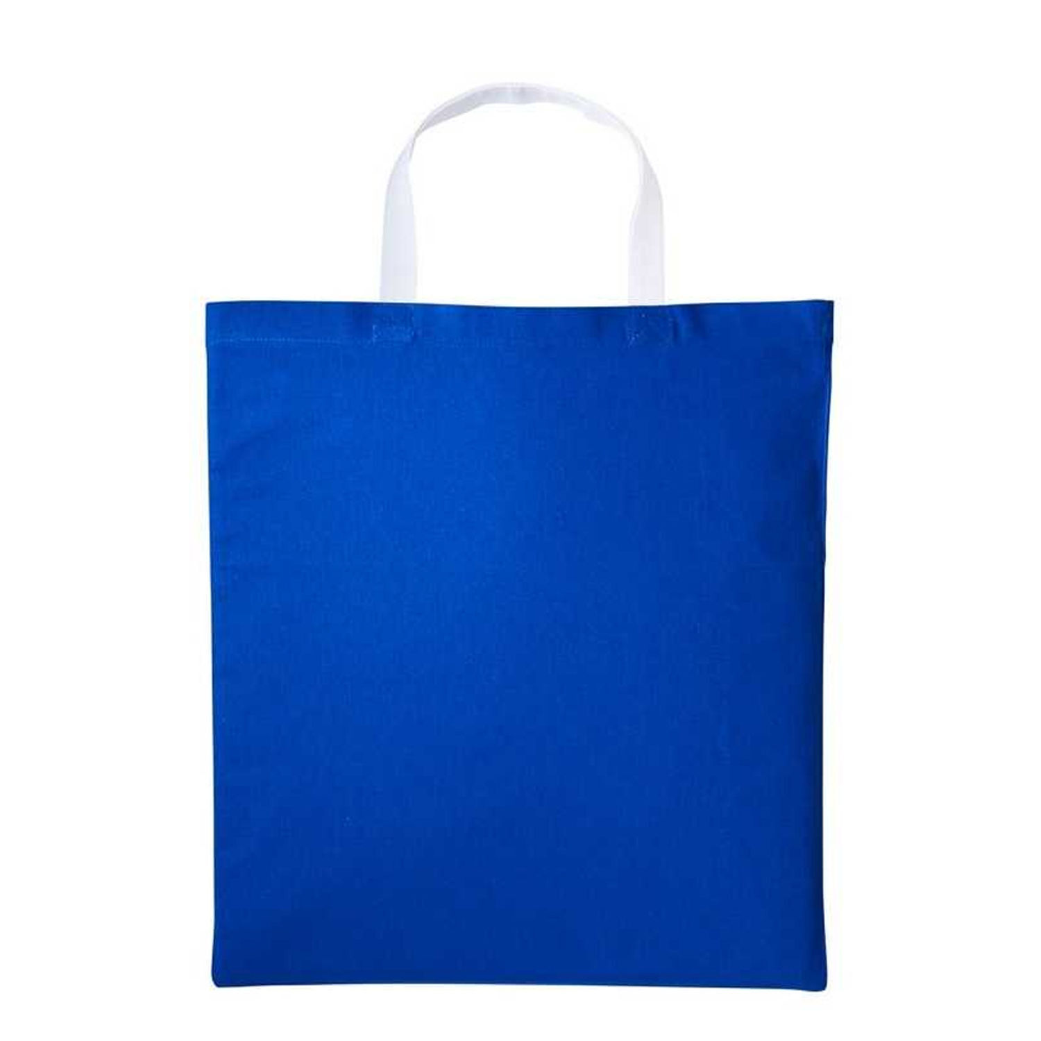 Nutshell Varsity Cotton Shopper Short Handle Tote - Royal/White