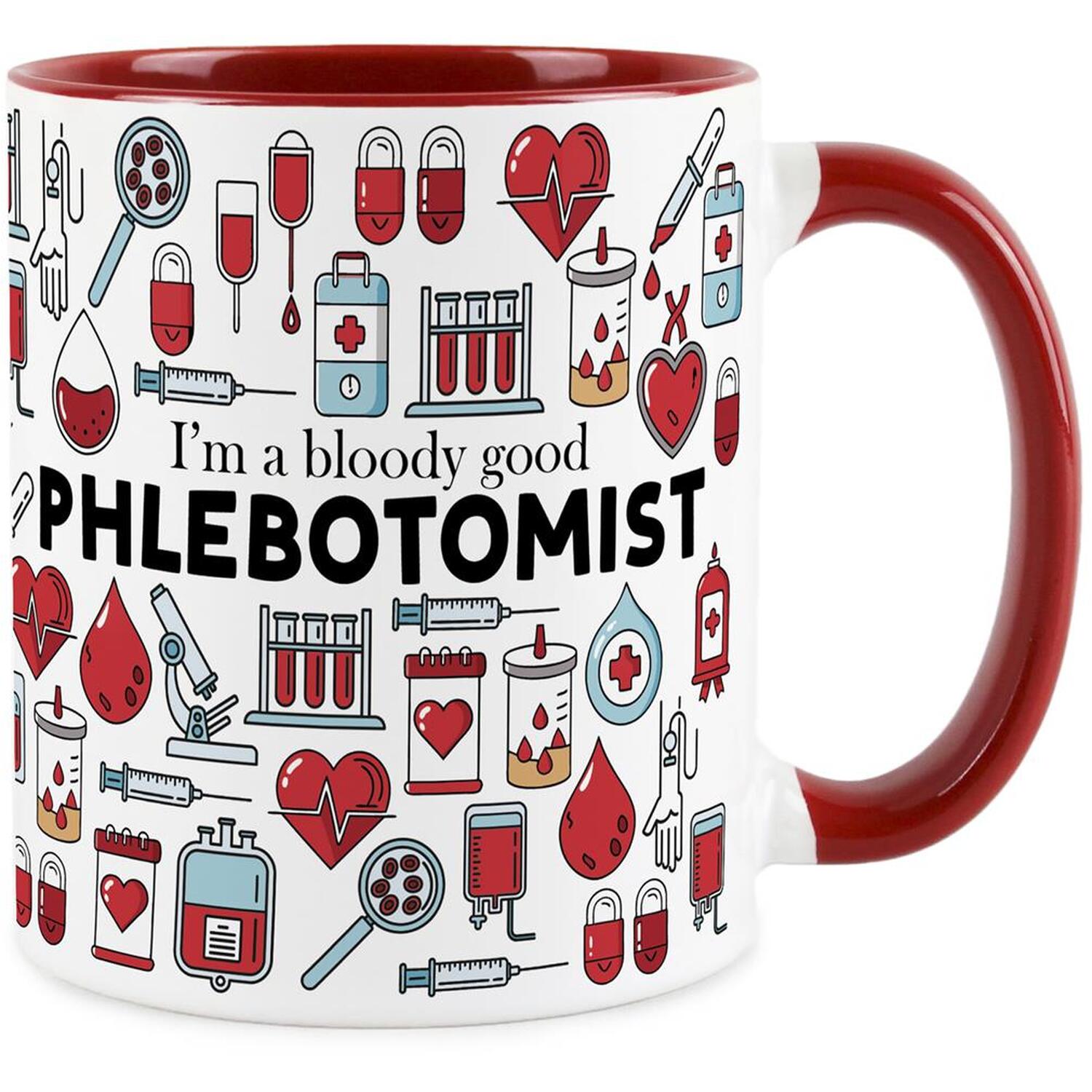 Phlebotomist Mug - Novelty Medical Blood Themed Red Ceramic Tea/Coffee Cup Gift - Image 2