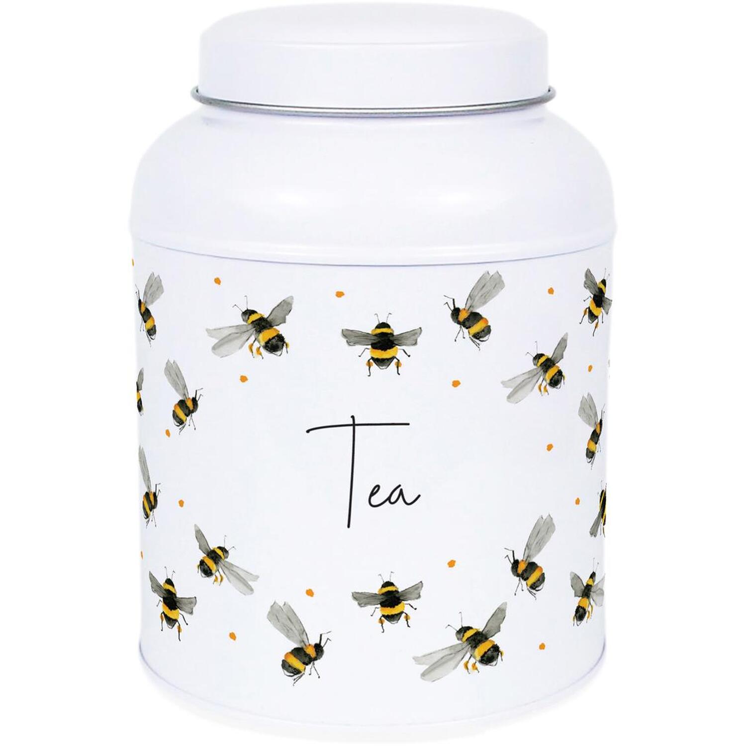Scattered Bees Tea Canister - Small Dome Lid Kitchen Storage Tin - Image 2