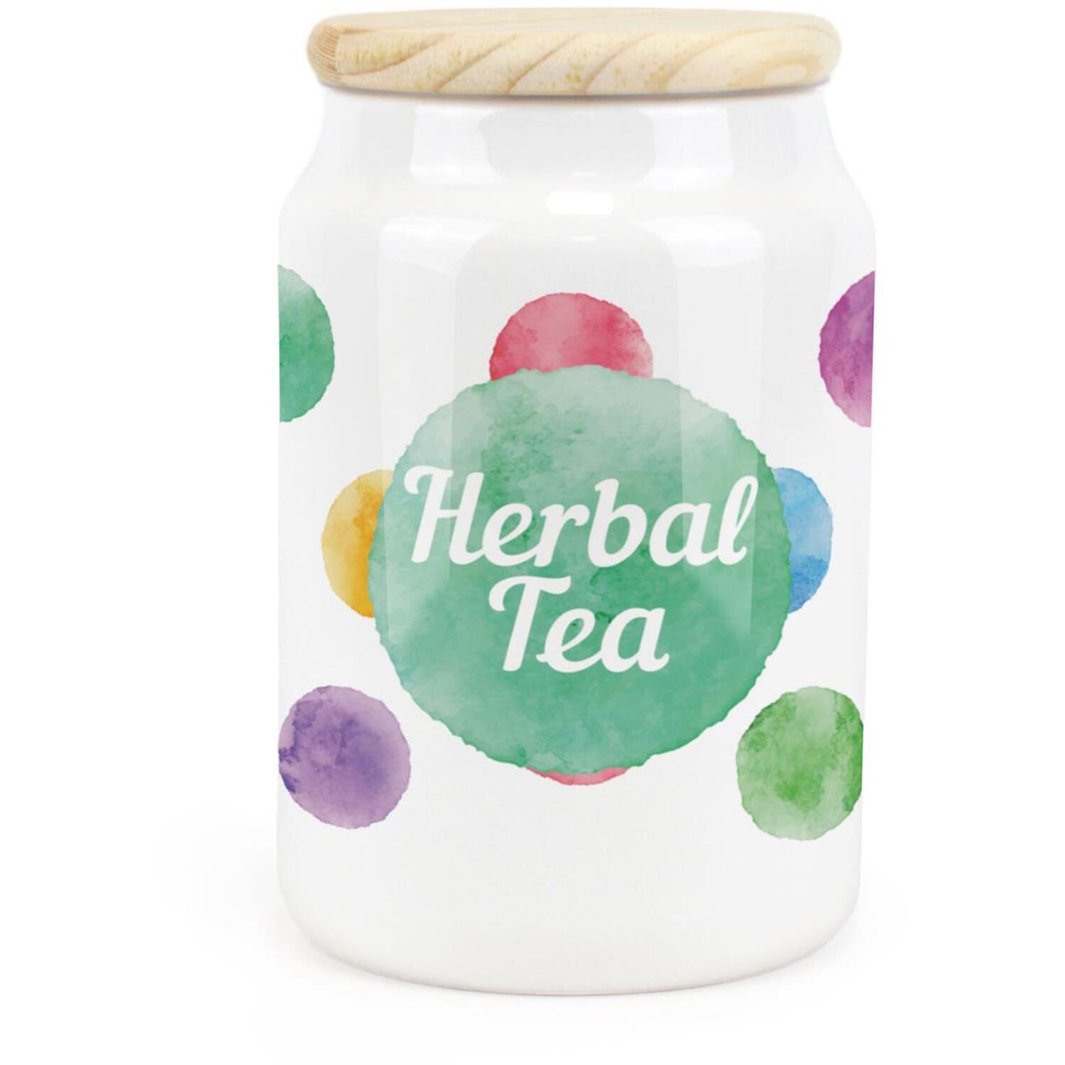 Ceramic Tapered Polka Dots Canister - Herbal Tea Storage Container - Image 2