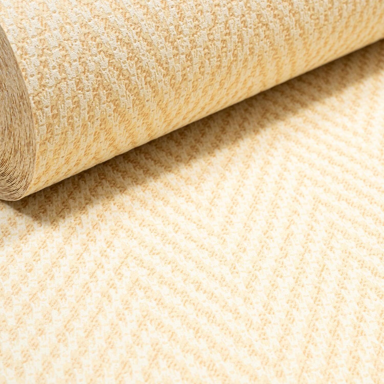 Soft Yellow Geometric Wallpaper Textured Woven Textile Effect Free Match Vinyl 5061103678409 - Image 3