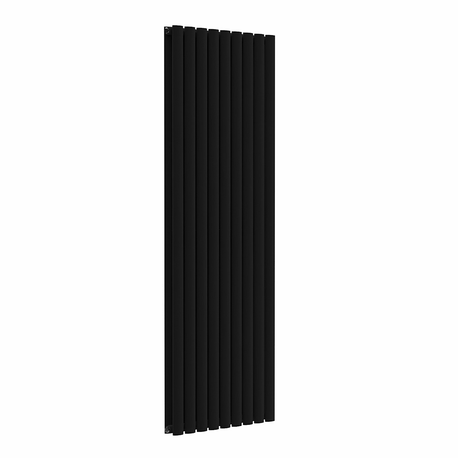Lux Heat Black Oval Vertical Double Panel Designer Radiator - Black - Image 2