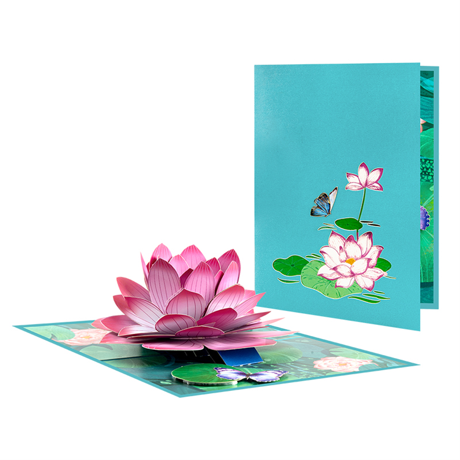  - Floating Grace Pink Lotus Pop Up Greeting Card - Image 3