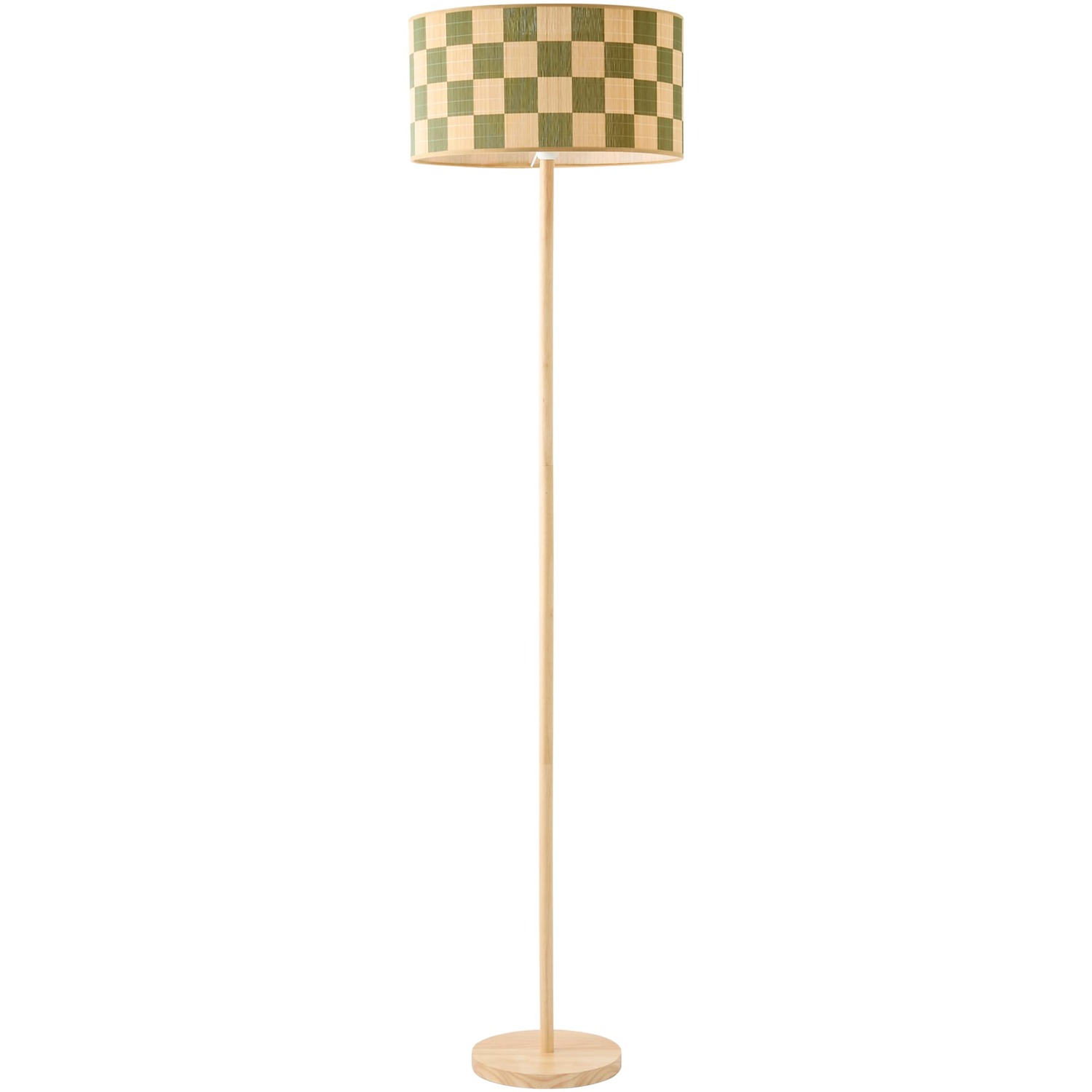 Valuelights Unisex Green Heather Light Wood Floor Lamp & Patterned Bamboo Shade & Bulb In - Image 2