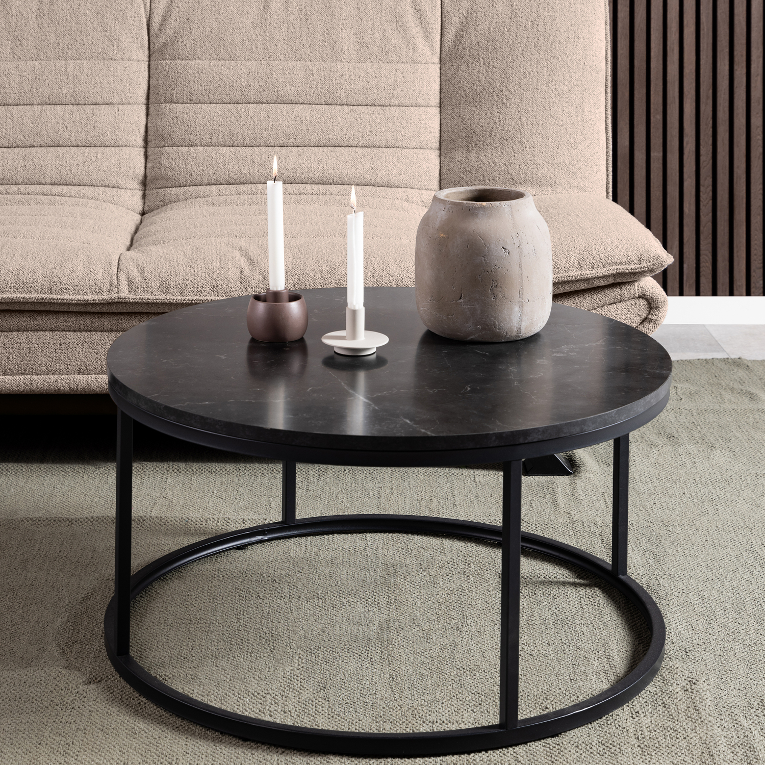 Furniture To Go Unisex Black Spiro Coffee Table With Marble Melamine Top & Legs - Image 4