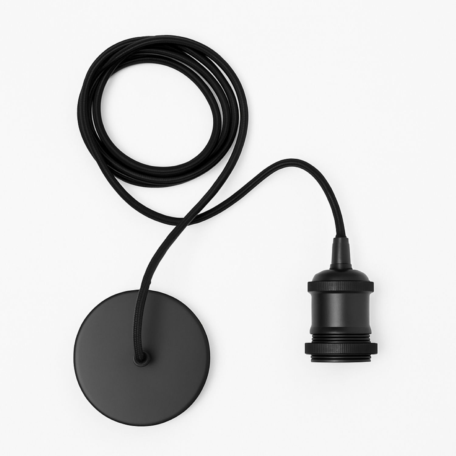 CGC Lighting Indoor Ceiling Adjustable Suspended Pendant and Matching Ceiling Rose Light Fitting E27 Lamp Holder (Black) - Image 2
