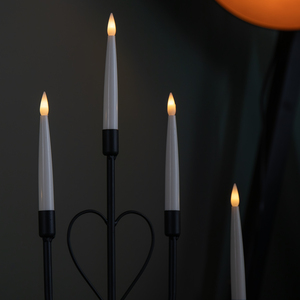32cm Battery Operated Black Metal Heart Candlebridge with 5 Warm White LEDs