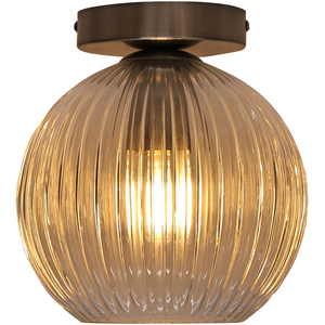 Set Of 2 Betchley Clear Ribbed Glass Satin Nickel Ceiling Lights