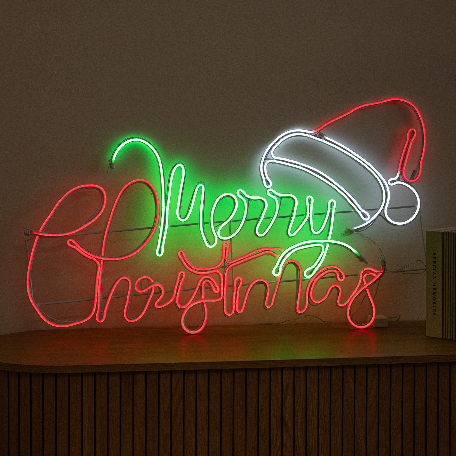 Premier 94Cm X 53Cm Light Up Merry Christmas Neon Sign With Flashing Santa Hat - Image 3