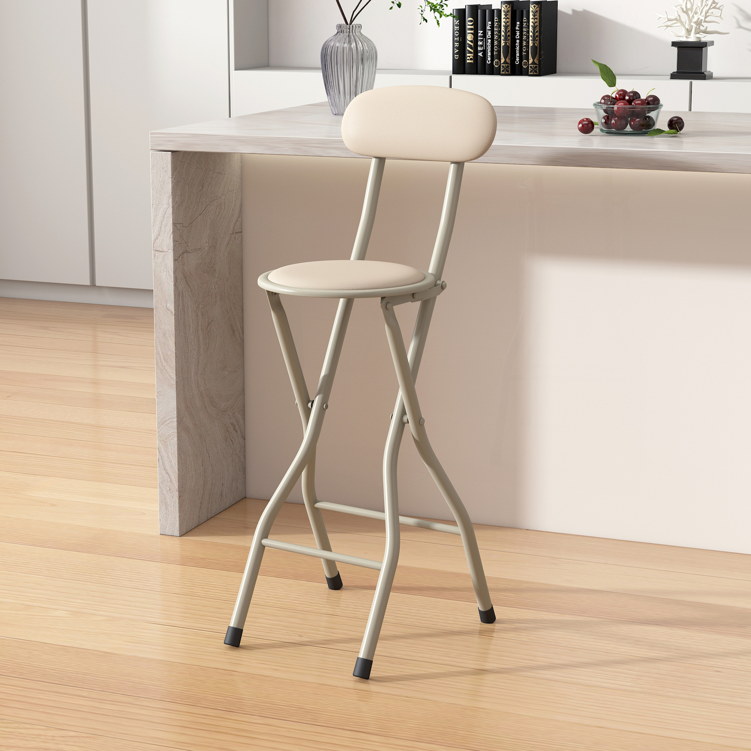 MCC Folding Bar Stool - Padded - Beige - Small - Image 2