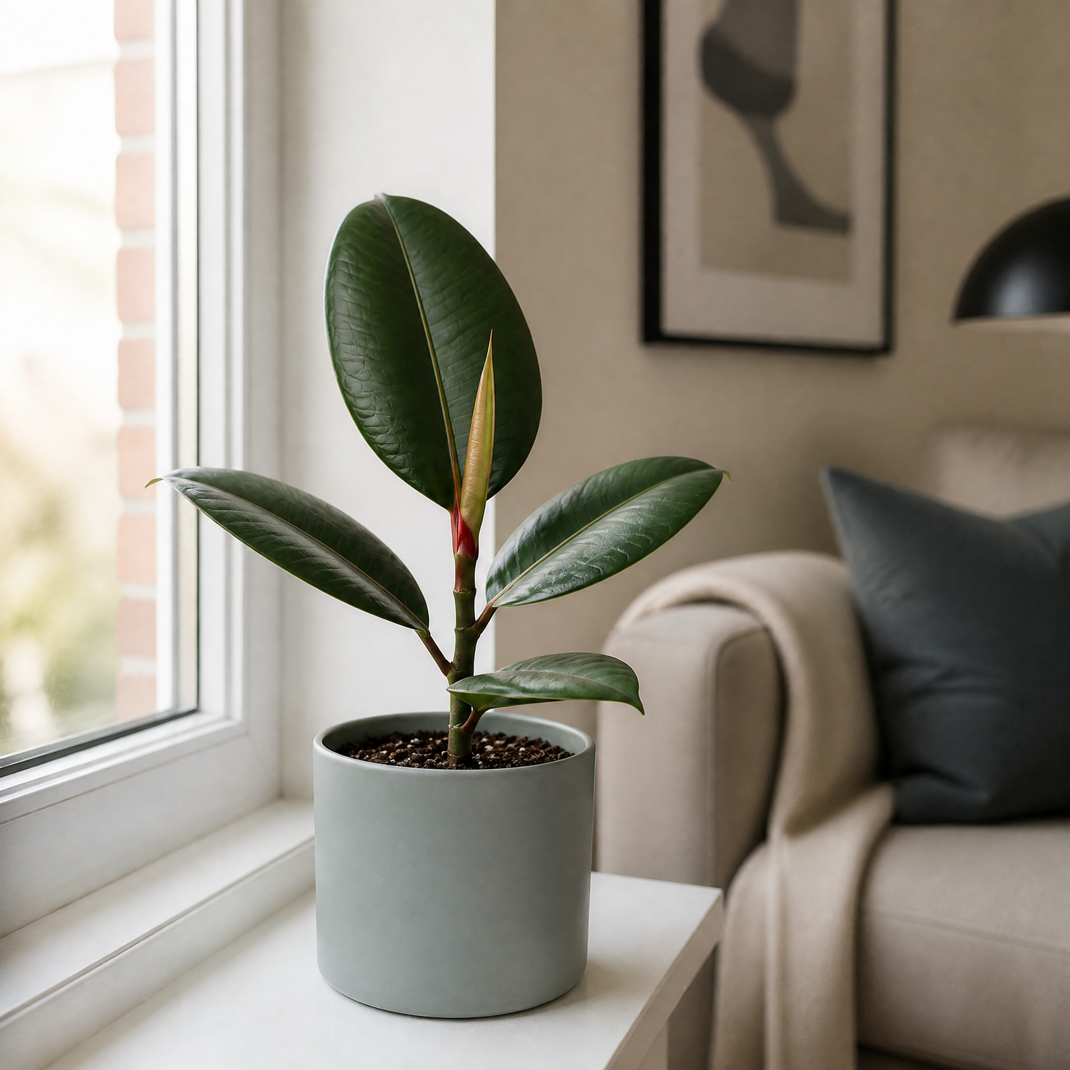 Plants By Post Ficus Robusta Rubber Plant F - Matt Grey