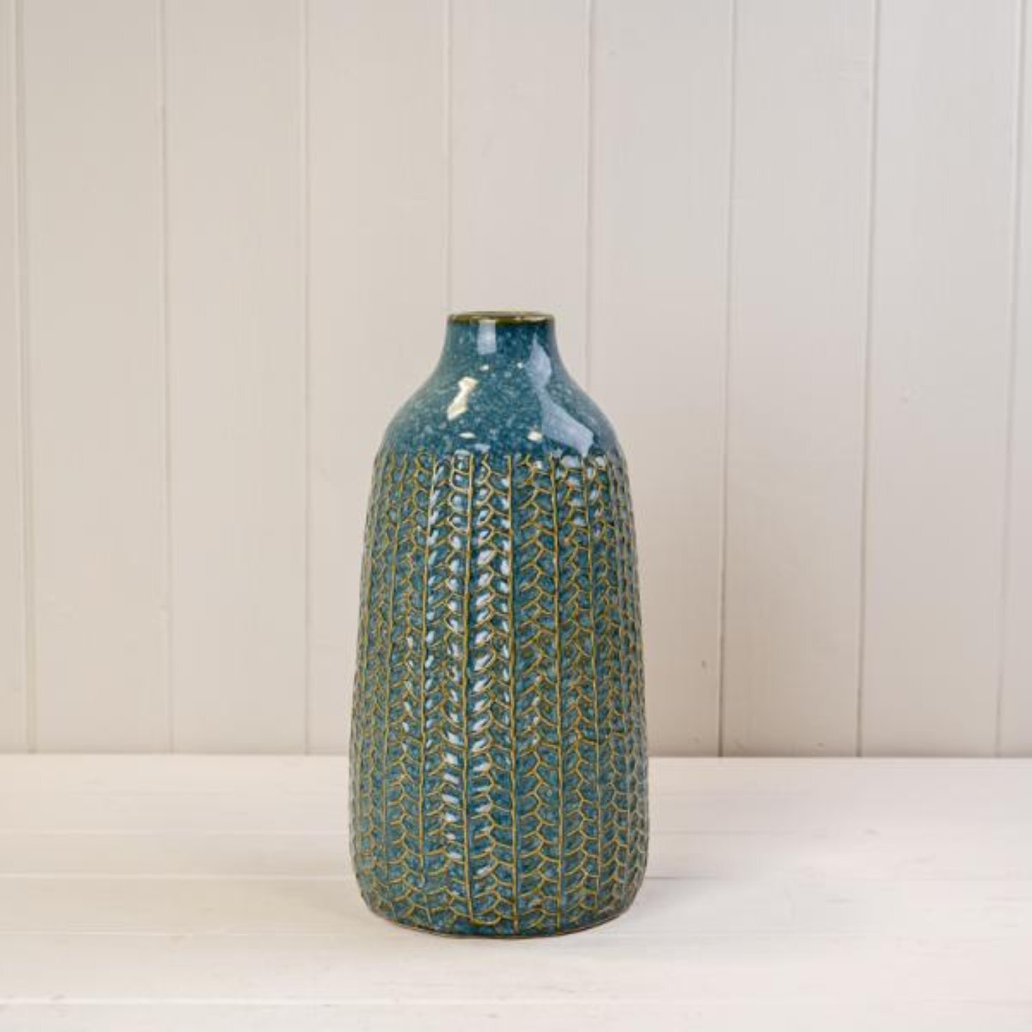 Kdmd Unisex Blue Rustic Ceramic Vase - 29Mm - Image 2