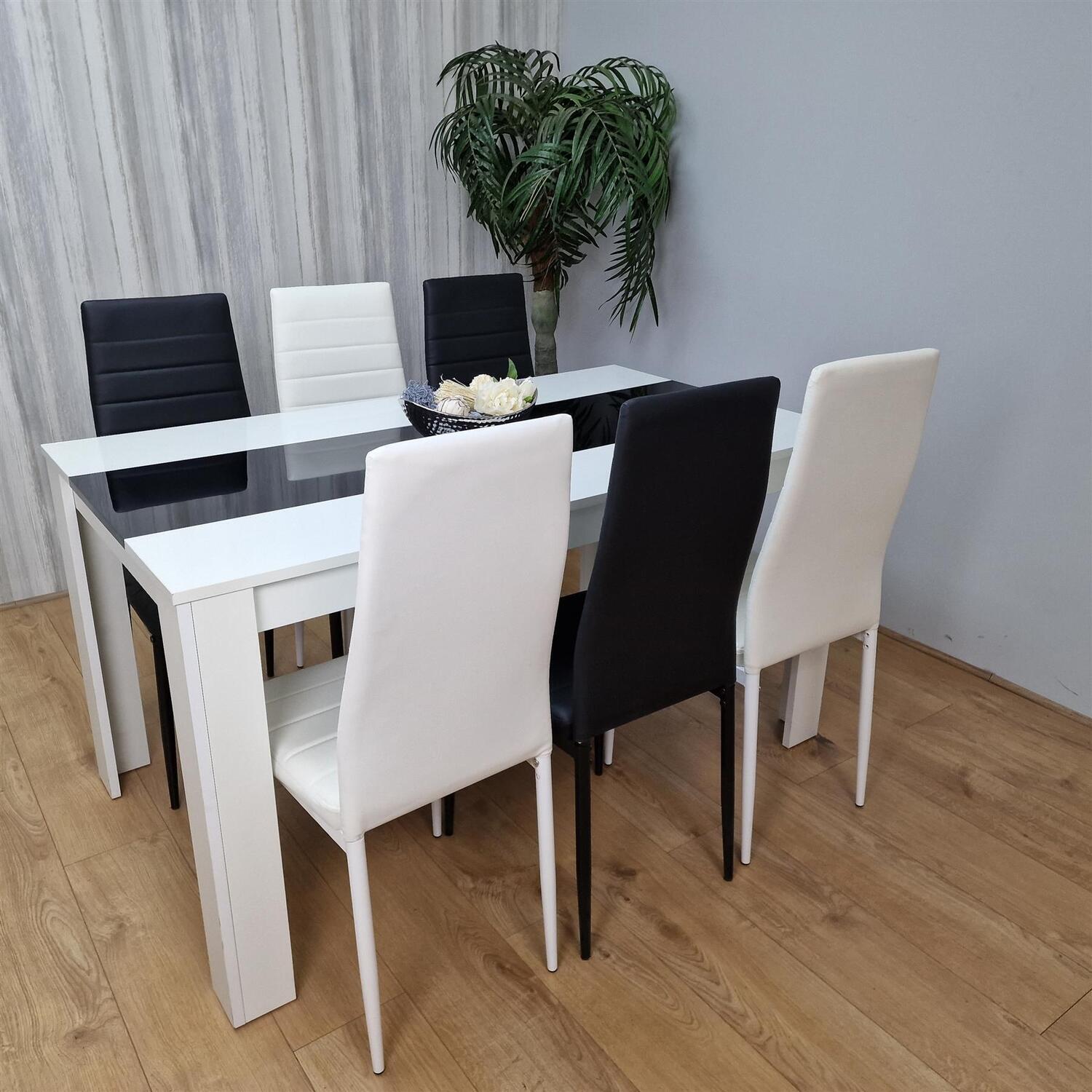 Kosy Koala Modern Dining Table With 6 Mixed Chairs - White