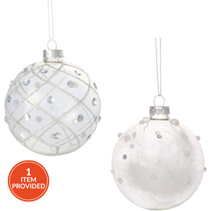 Jewelled Silver Glitter Bauble