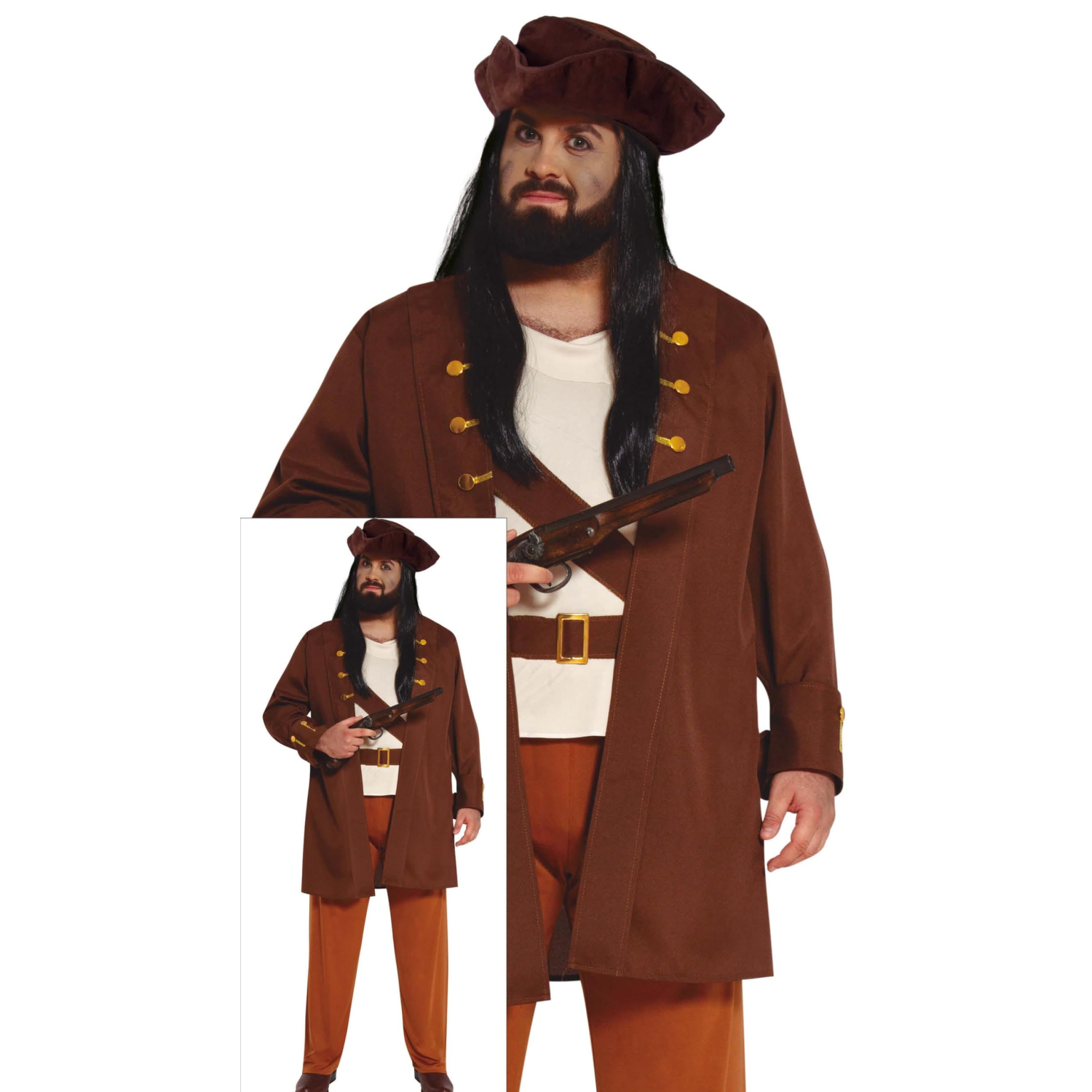 Fiestas Guirca Teen Pirate Captain Halloween Costume, Brown And Beige, 15-16 Years