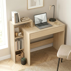 HOMCOM Computer Desk with 3 Open Shelves and Drawer