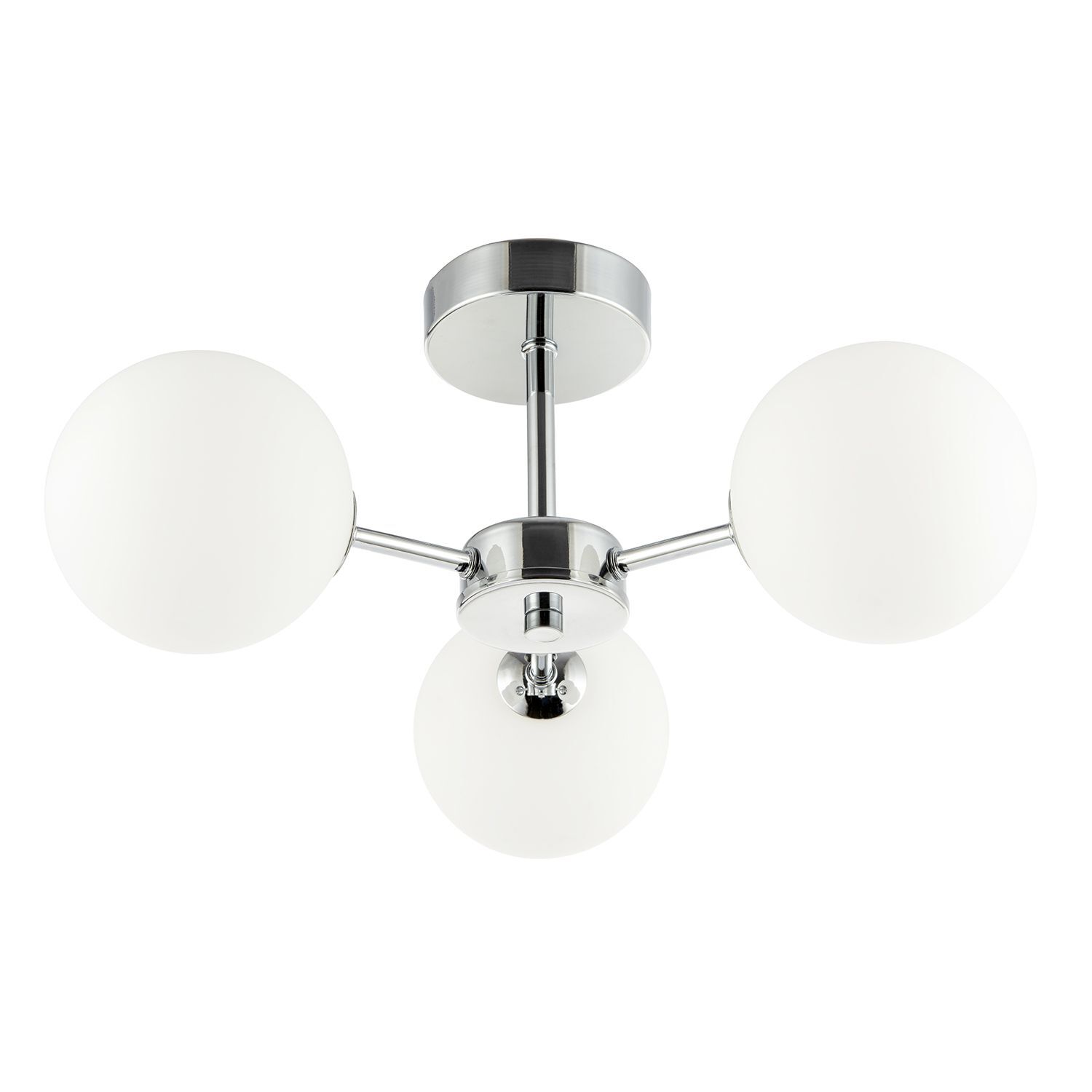 Happy Homewares Contemporary Chic Light Fitting With Opal White Globe Glass Shade