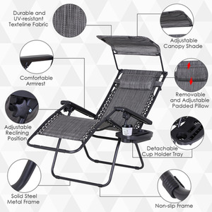 Grey Outsunny Zero Gravity Garden Deck Folding Chair shot 877823