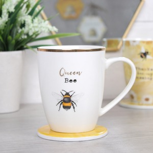 Bee Ceramic Mug and Coaster Gift Set