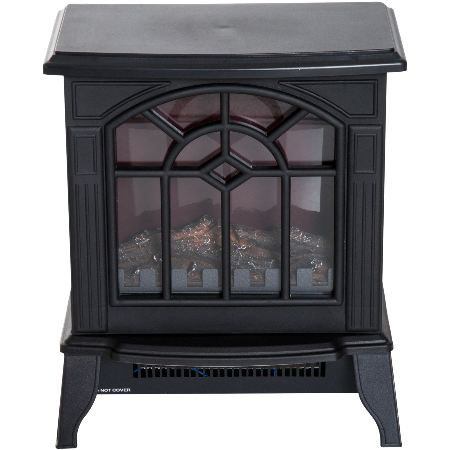 Electric Fireplace Heater Black Stove with LED Flame Effect Freestanding