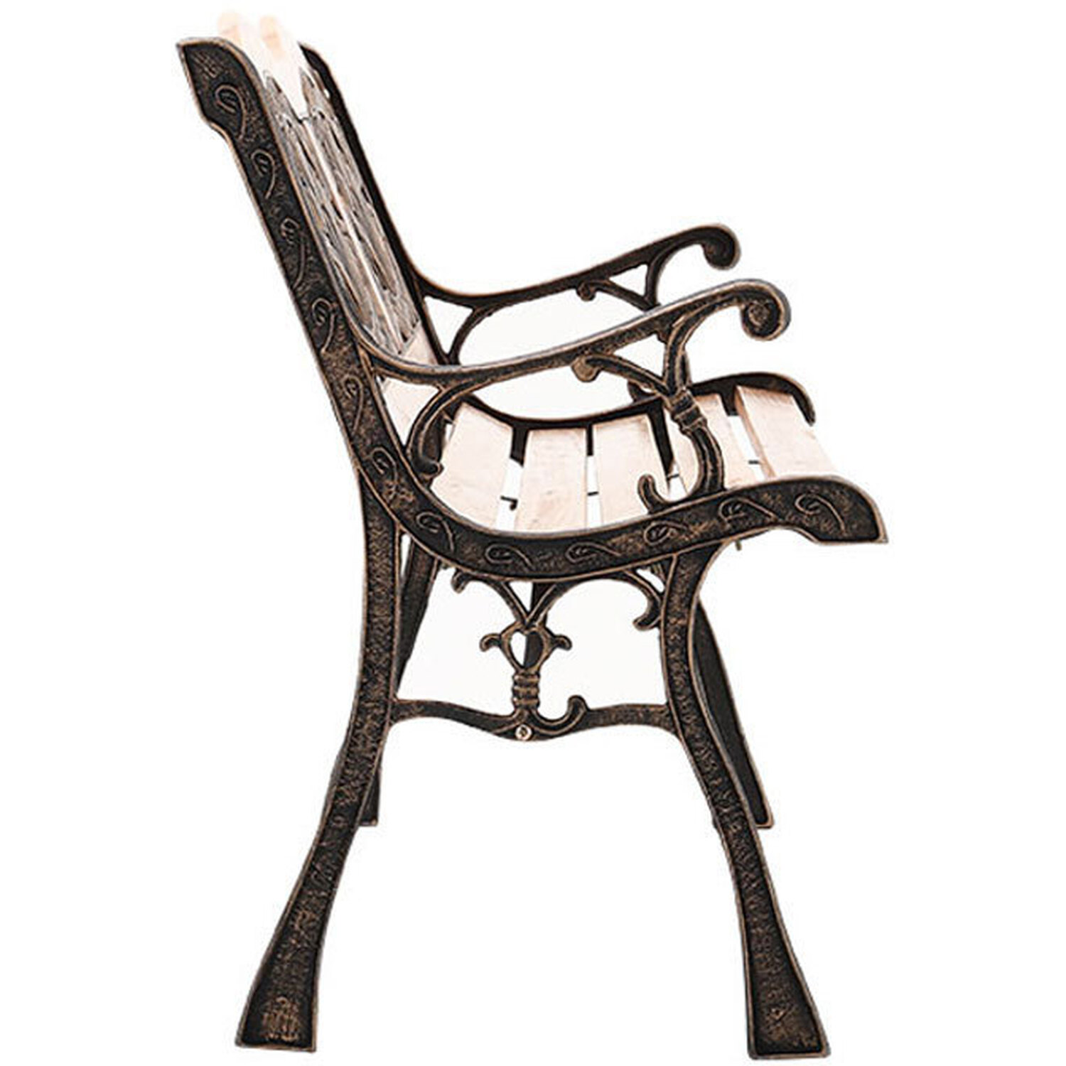 Outdoor Garden Bench With Floral Backrest Design - Brown