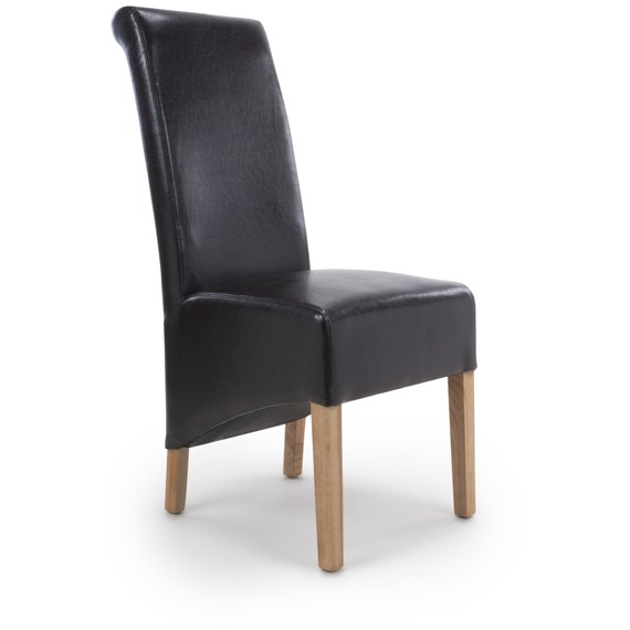 Pair of Krista Roll Back Bonded Leather Brown Dining Chair