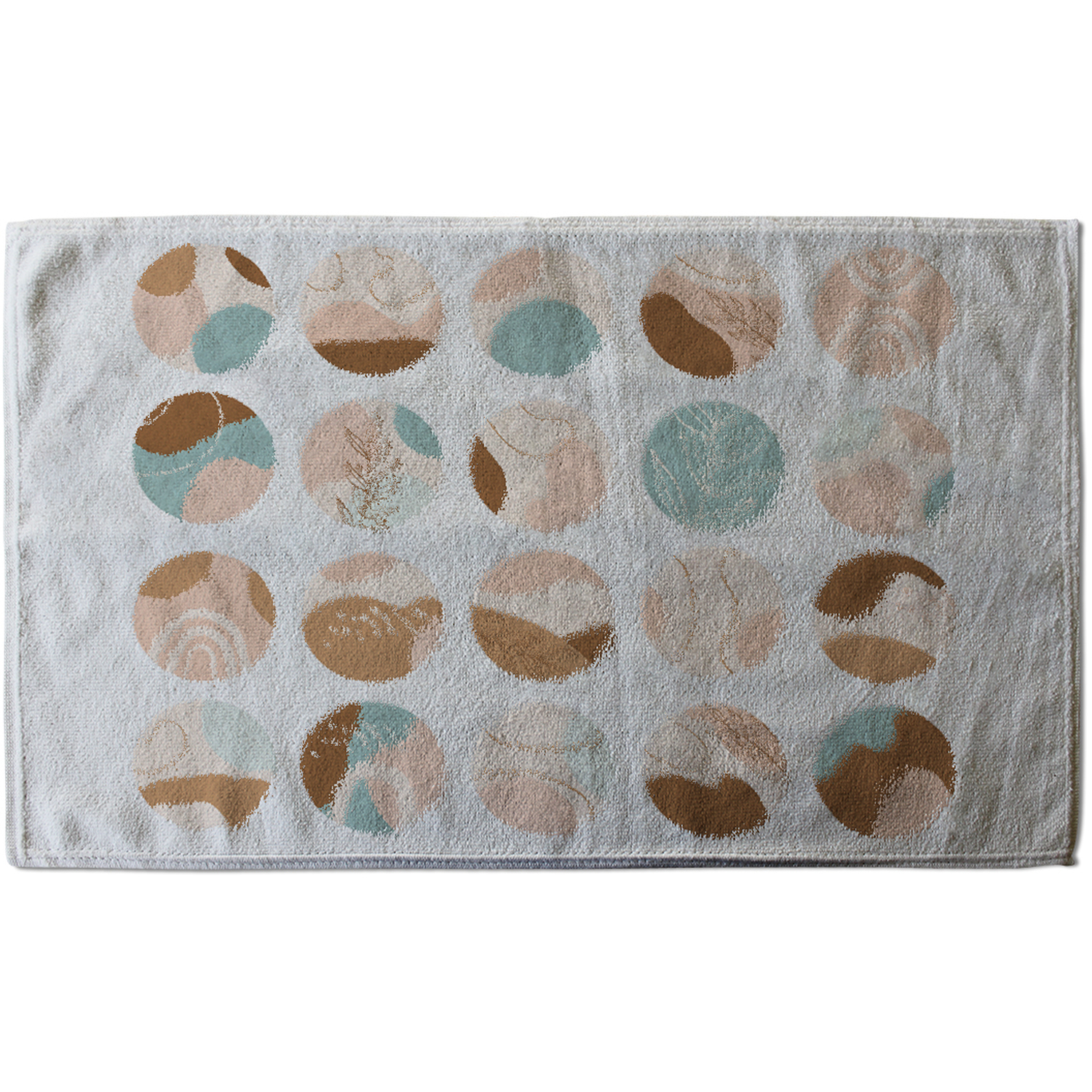 Round Texture And Floral Icons In Pastel Colours Bath Towel - White