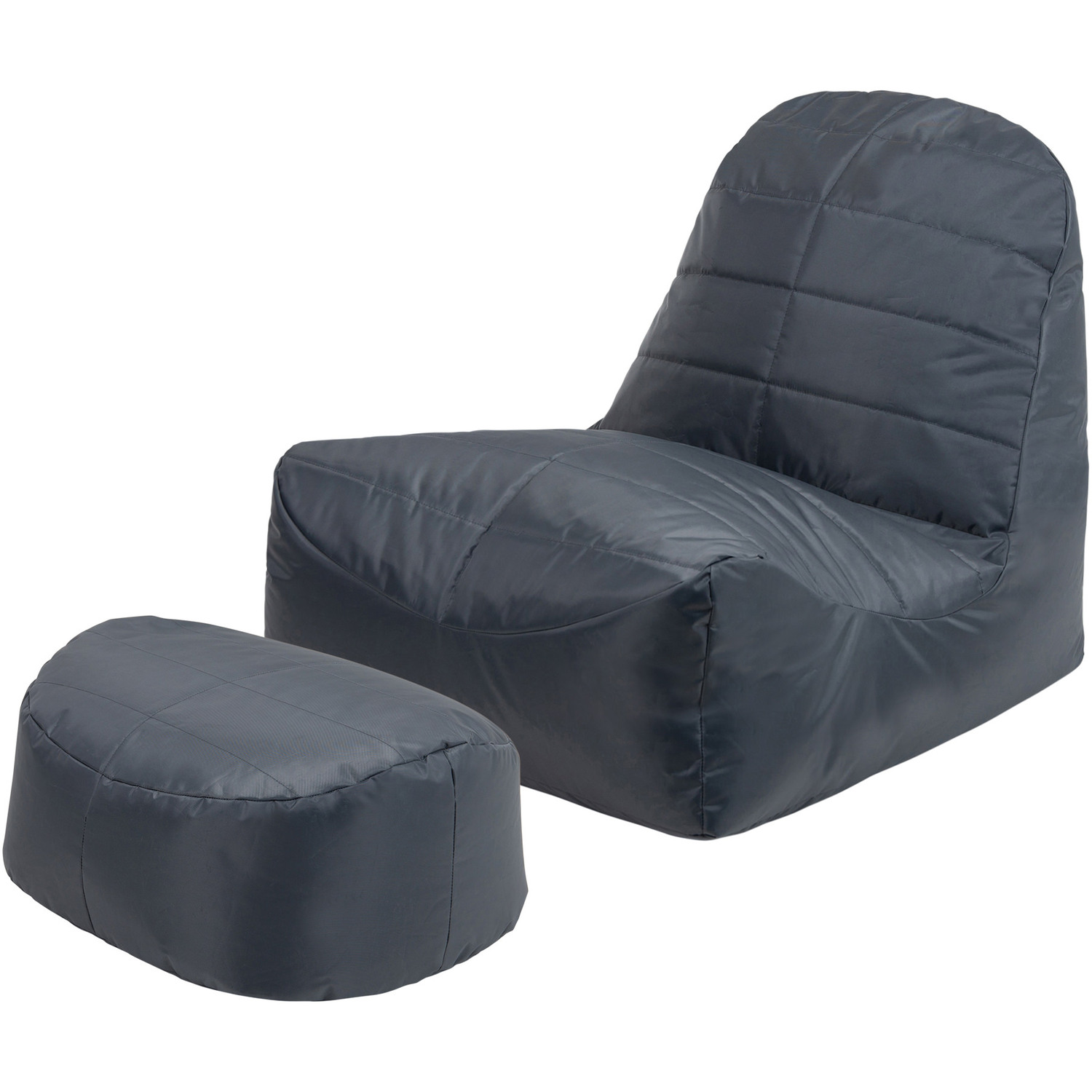 Bean Bag Bazaar - Indoor and Outdoor Recliner Bean Bag with Footstool - Grey thumbnail