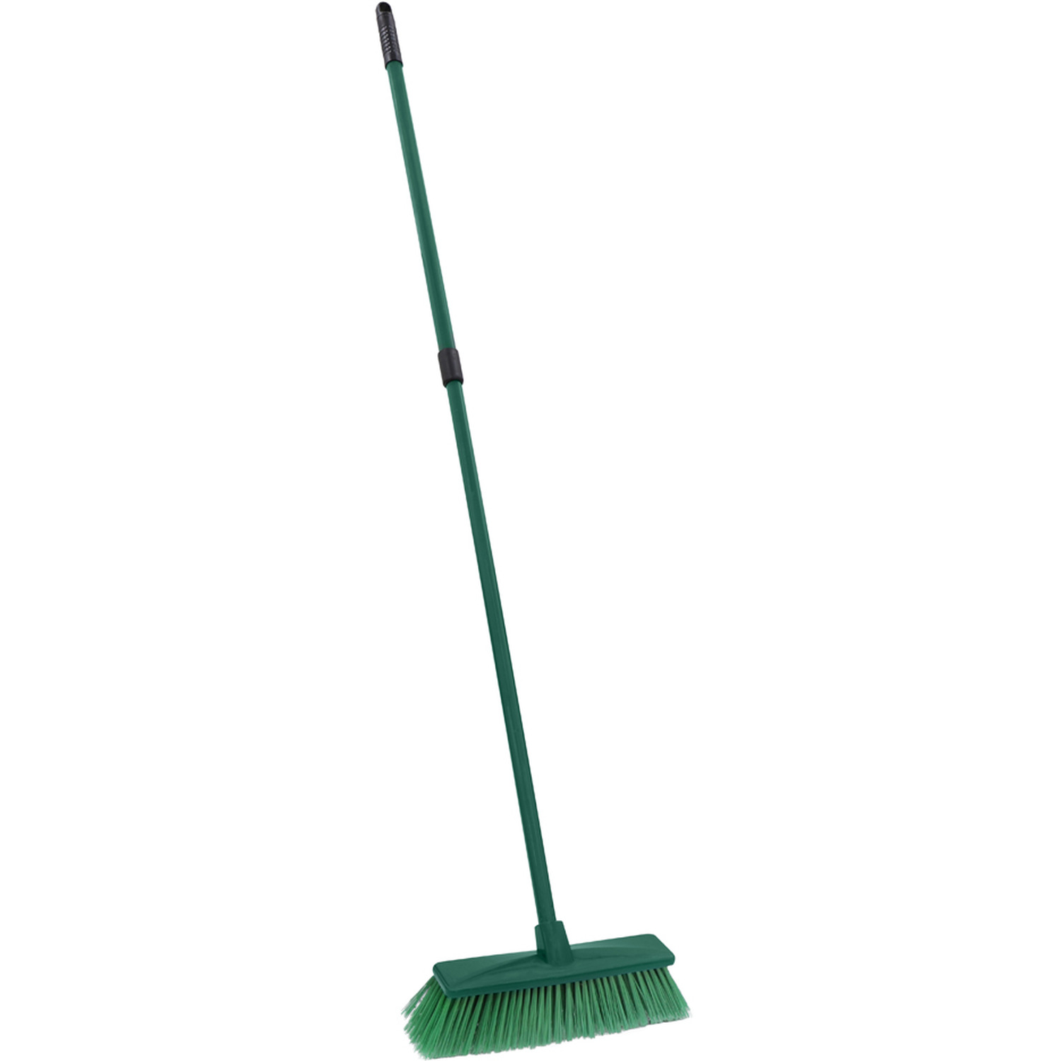 JVL Outdoor Hard Bristle Broom with Telescopic Handle, Green - Green