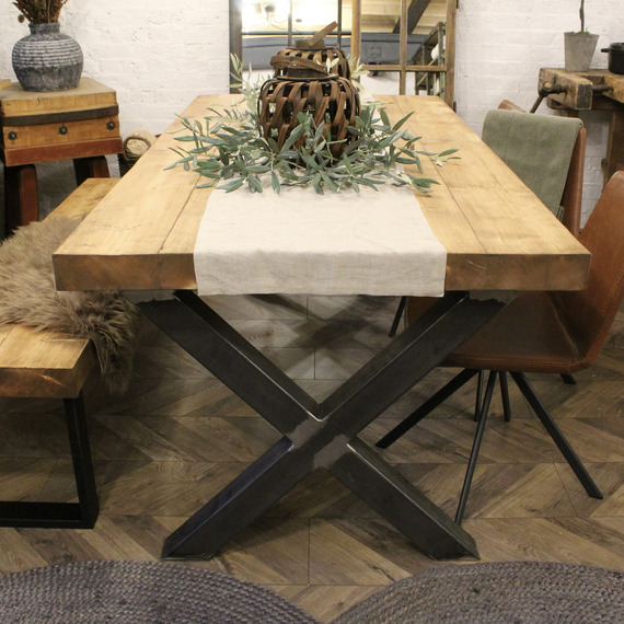 Chunky Handmade Dining Table - Mid Oak (Table Only)