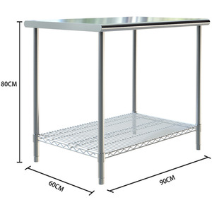 Silver / 90cm Food Prep Commercial Work Bench Stainless Steel Catering Tables shot 2320377