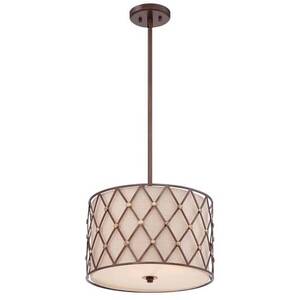 3 Light Medium Ceiling Pendant Copper Brown Lattice, E27