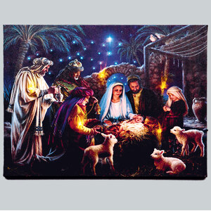 Premier Nativity Scene Fibre Optic Wall Canvas
