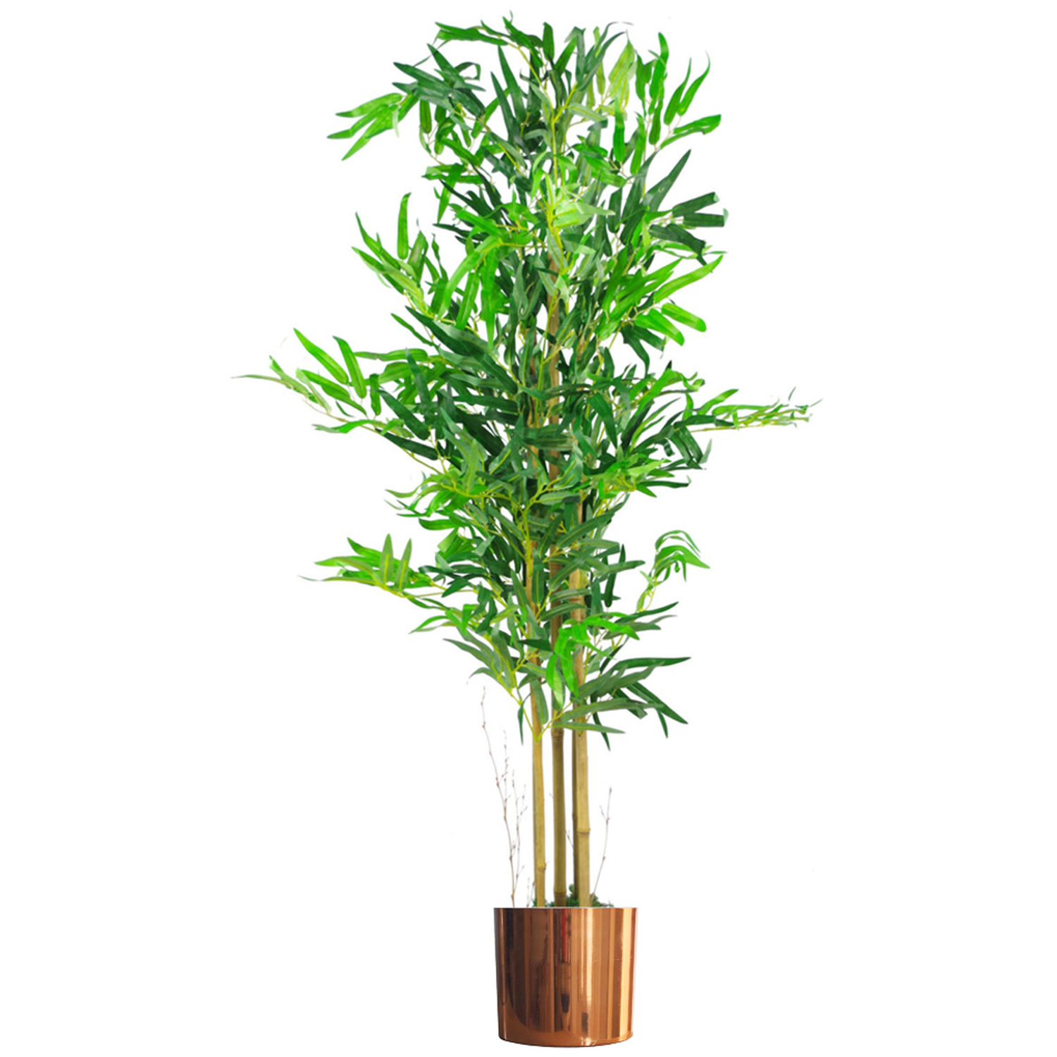 Realistic Artificial Bamboo Plants Trees Copper Metal Planter - Green