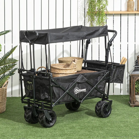 DURHAND Folding Trolley Cart Storage Wagon Beach Trailer 
