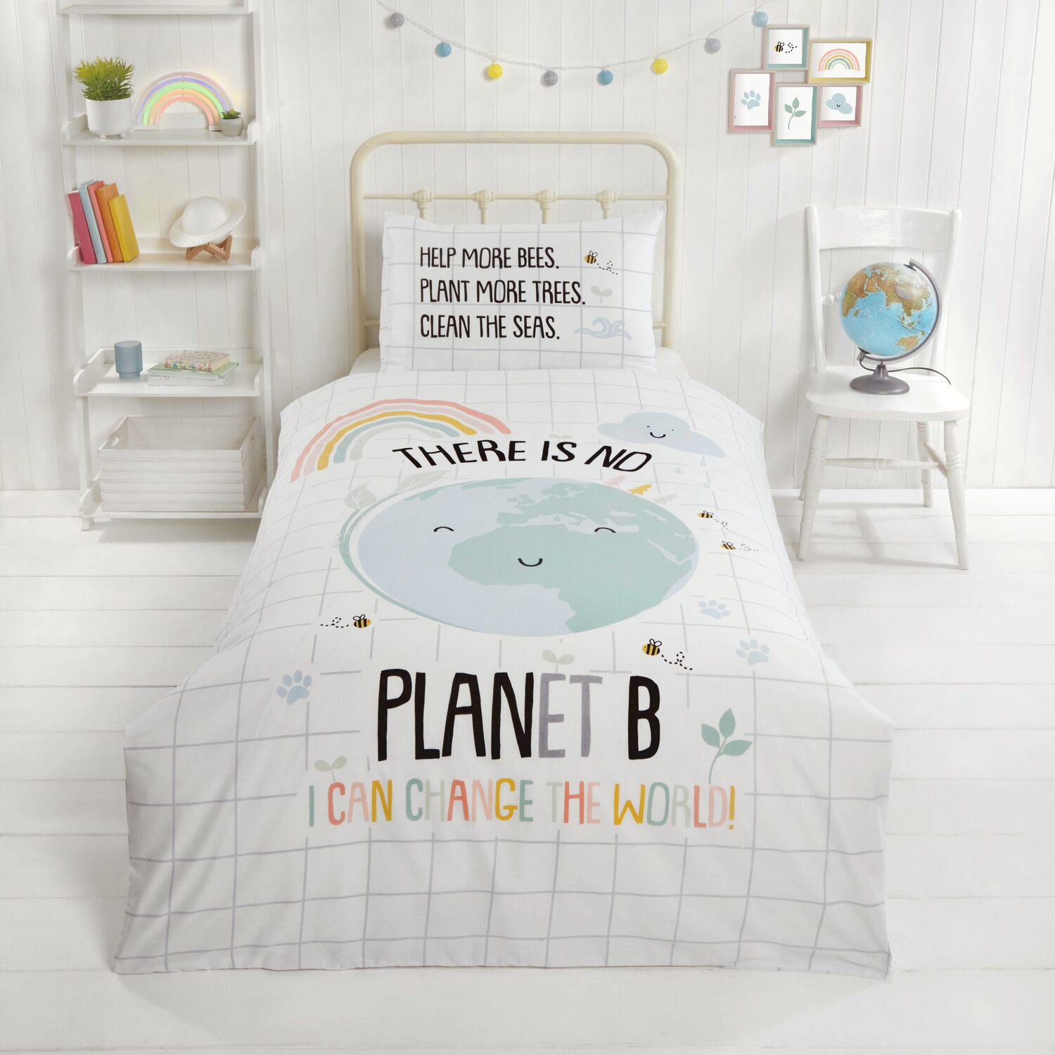 Ph Planet-b Polycotton Reversible Duvet Set With Pillowcase - Multi Single