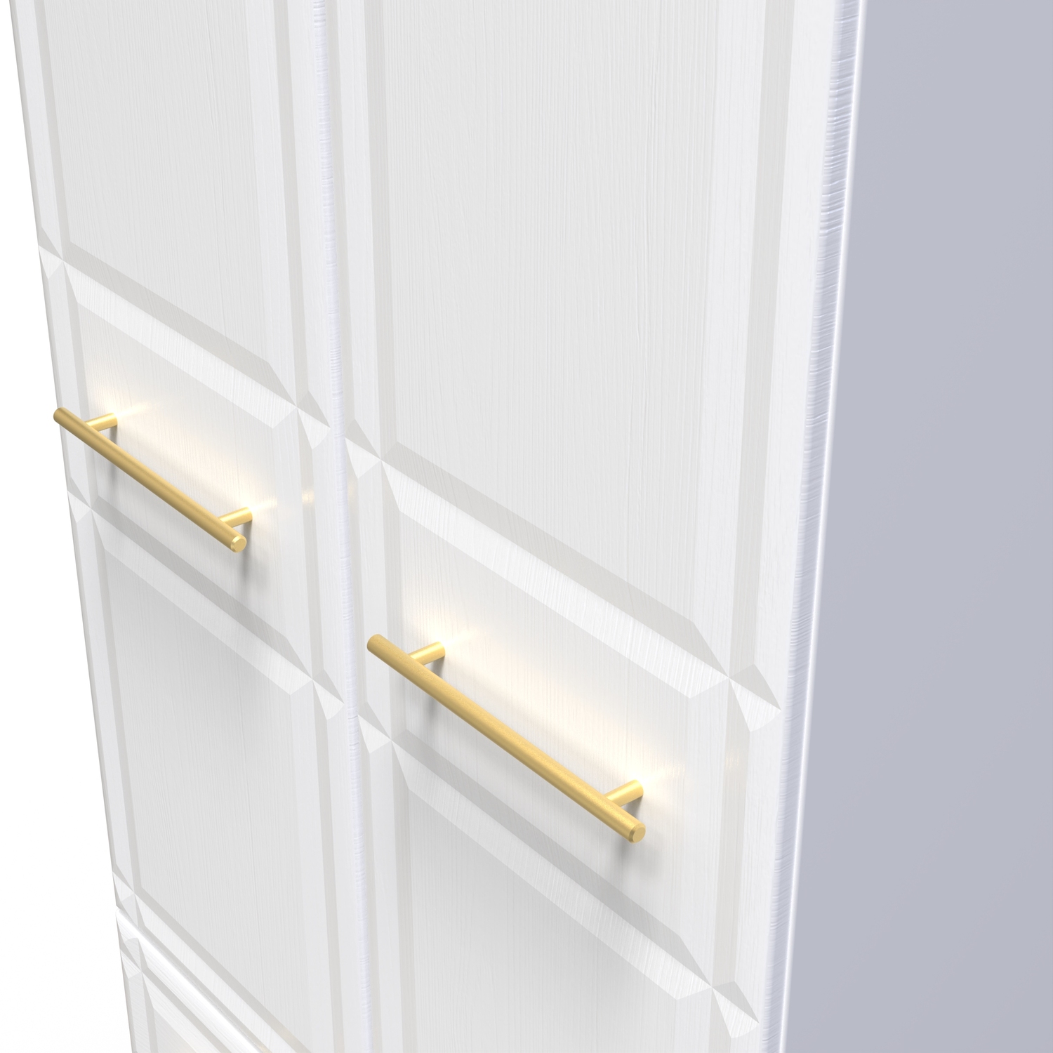Faye Ready Assembled Tall 2 Drawer Wardrobe - White Ash