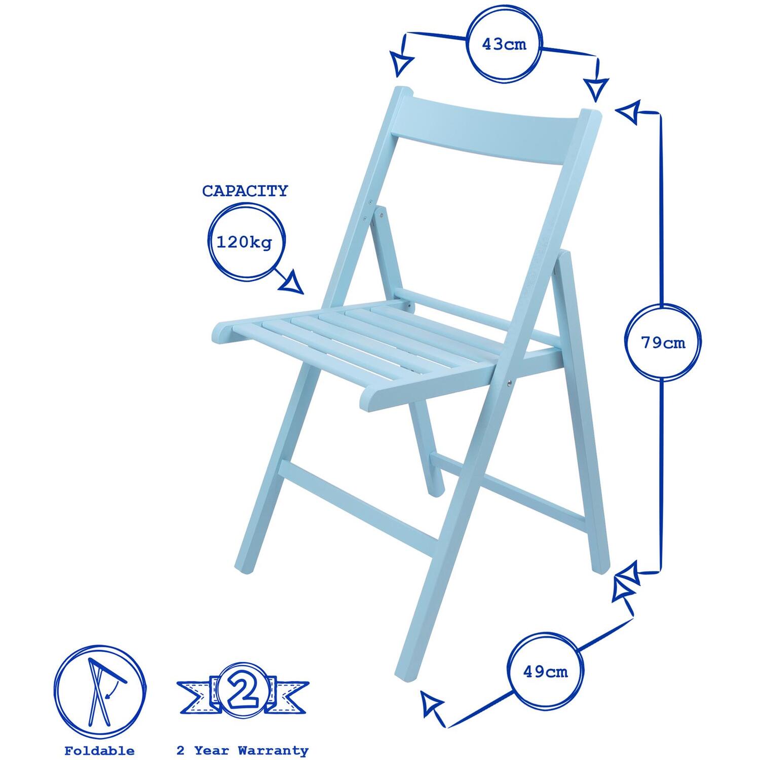 Beech Wood Folding Chair - Walnut 7kg