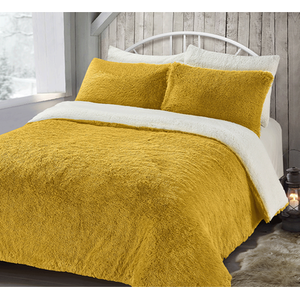 Alaska Ochre Thermal Plush Fluffy Faux Fur Duvet Set