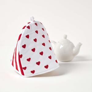 Tea Cosy Double Design Red Hearts Teapot Warmer